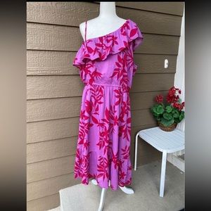 NWT Old Navy One Shoulder Waist Defined Midi Floral  Dress